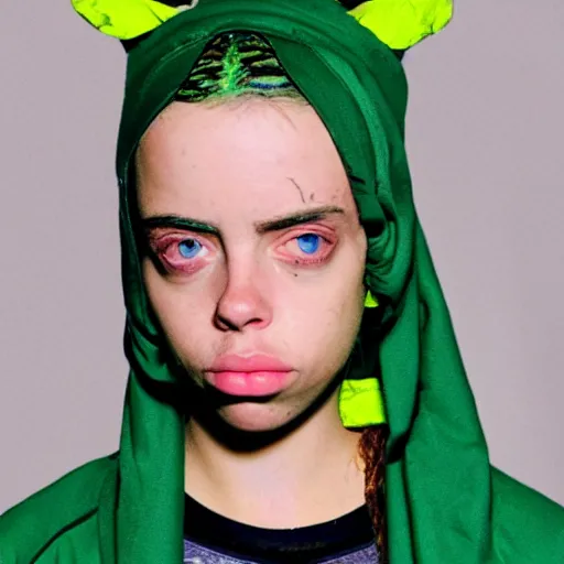 Image similar to billie eilish as an starving african child