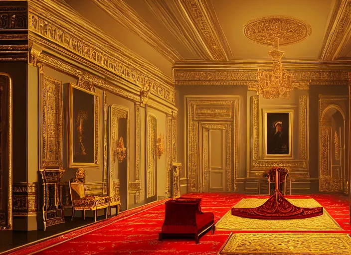 Image similar to a victorian age throne room with emily blunt as queen on the throne, jewelry, greek, ruby, victorian age, 1 8 9 0, intricate, headshot, key visual, conceptart, ambient lighting, highly detailed, digital painting, artstation, concept art, sharp focus, by makoto shinkai and akihiko yoshida and greg manchess