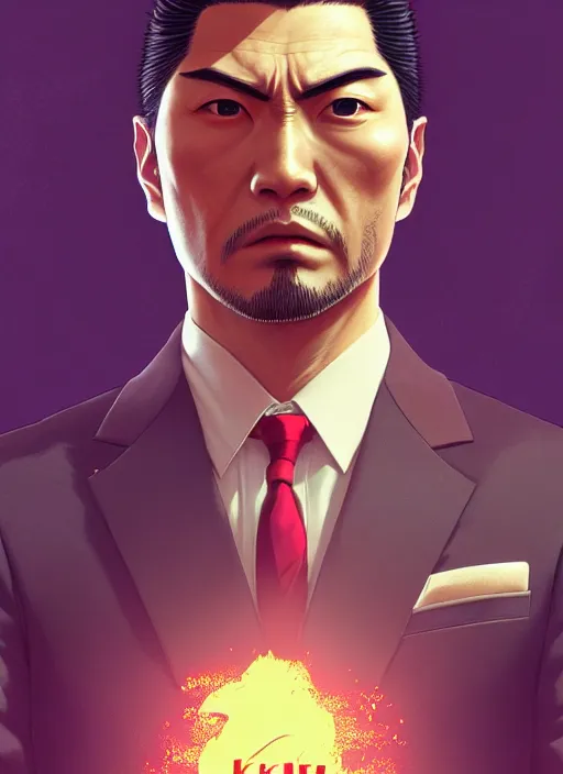 Image similar to highly detailed portrait of yakuza 0's kazuma kiryu, stephen bliss, unreal engine, greg rutkowski, loish, rhads, beeple, makoto shinkai and lois van baarle, ilya kuvshinov, rossdraws, tom bagshaw, tom whalen, alphonse mucha, global illumination, god rays, detailed and intricate environment