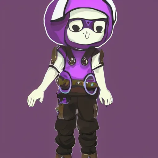 Image similar to cute little boy wearing an skull mask and dressed in an nun outfit, purple color palette, artwork made in made in abyss art style, inspired in ddtank and hirohiko araki, ray tracing, soft details, anatomically correct, aesthetic