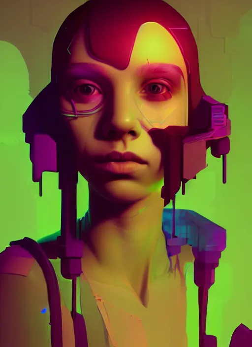 Image similar to a portrait of a pretty sewer punk young lady by beeple