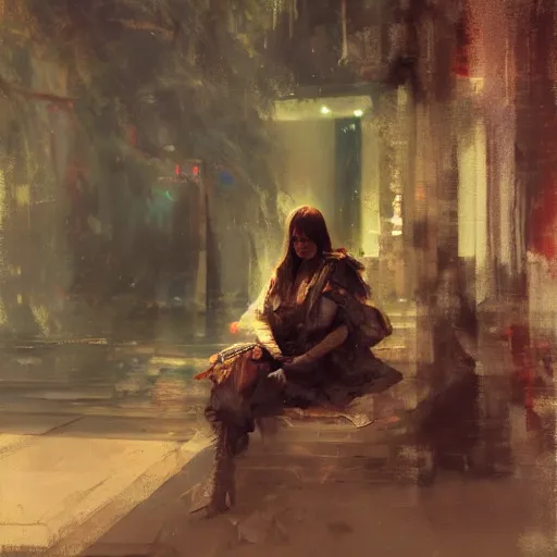 Image similar to a portrait of a character in a scenic environment by Ruan Jia