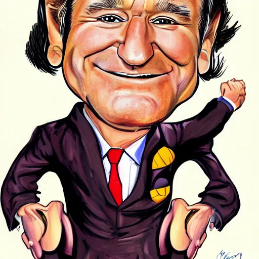 Image similar to a caricature portrait of Robin Williams drawn by Mort Drucker Mad Magazine