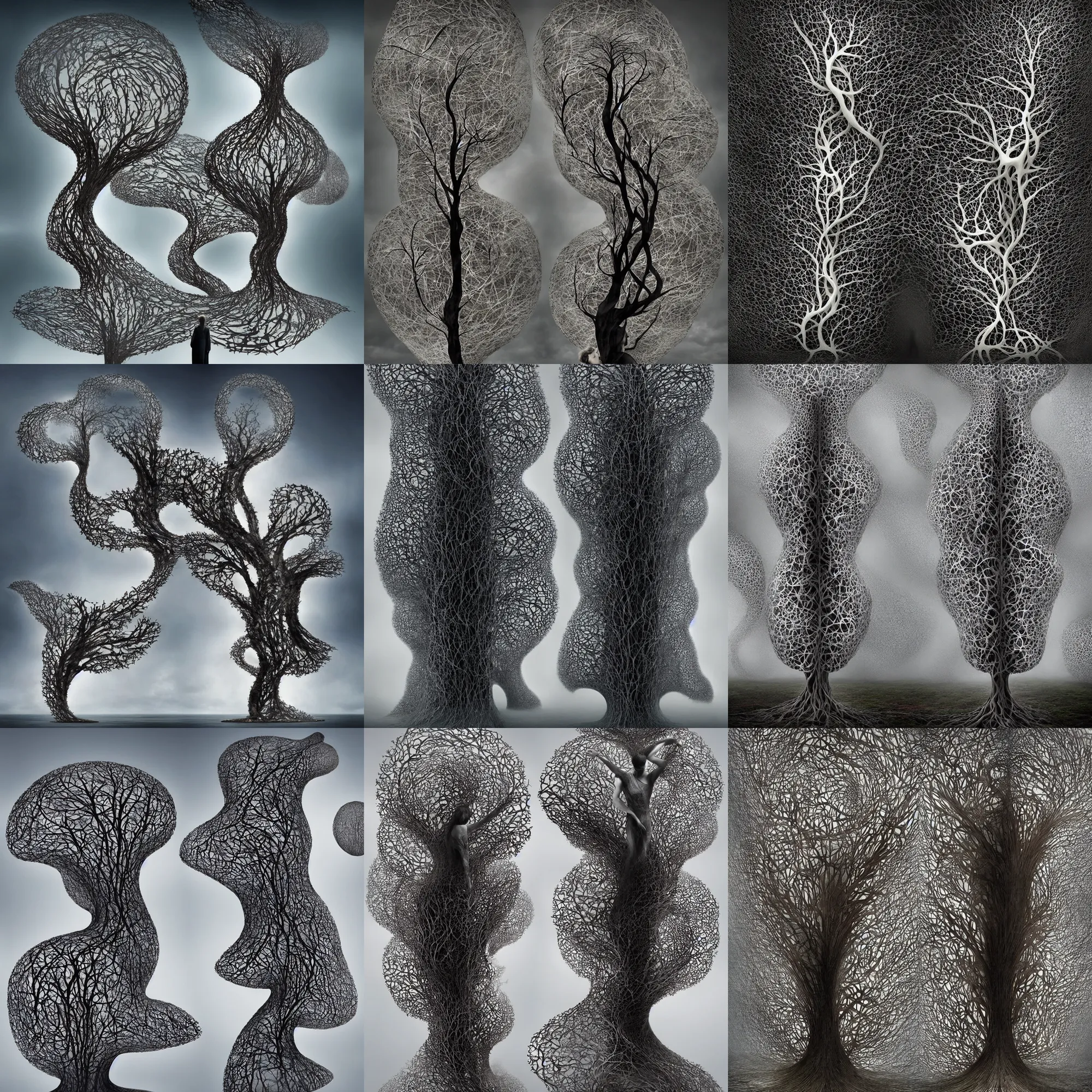 Prompt: infinity l - tree fractal by ingrid baars, erik johansson, kim keever,