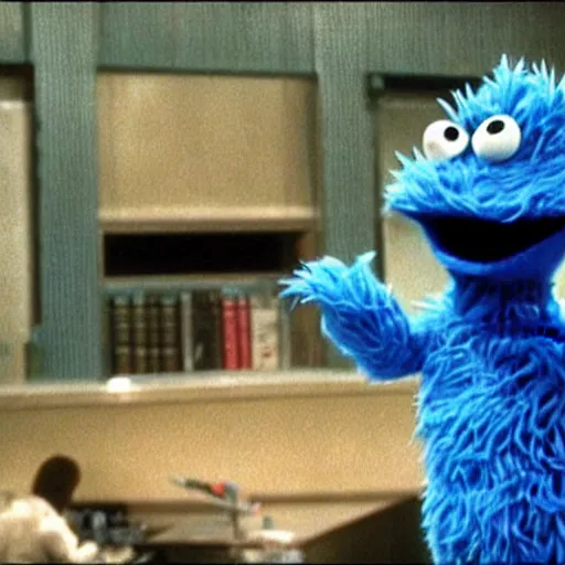 Image similar to Film still of Cookie Monster in the Matrix (1999)