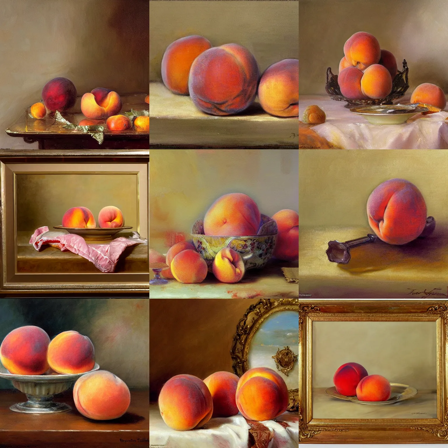 Prompt: a still life of a peach, painting by richard schmid, thomas moran, donato giancola, professional food photography