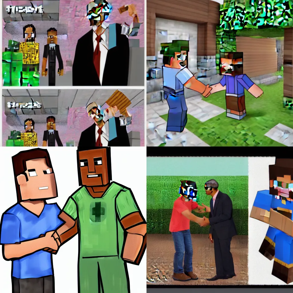 Prompt: minecraft steve meets obama, digital art