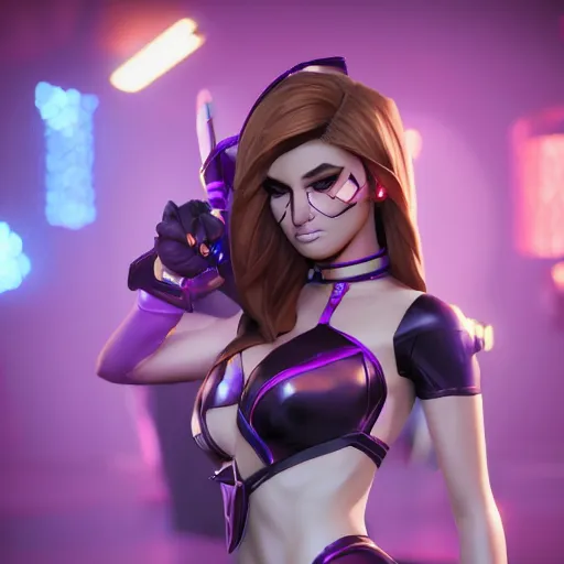 Image similar to still of pretty Caitlyn (League of Legends) in KDA More music video. 3d render, octane render, game art, realistic, highly detailed, trending on artstation, 4k, trending on artstation, pixar, cgsociety, unreal engine 5, redshift render, trending on artstation, blender, behance, cg