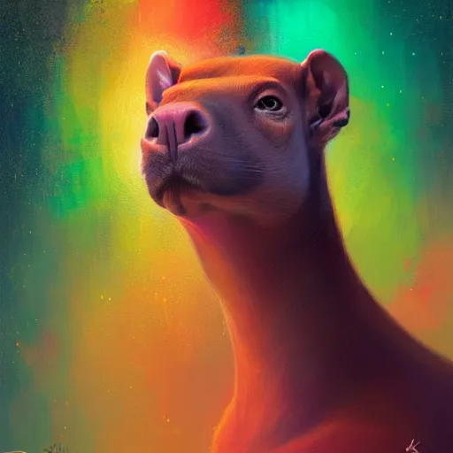 Prompt: A portrait of a capibara, colorful and Festive Captivating. rich vivid colors, ambient lighting, dynamic lighting, 4k, atmospheric lighting, painted, intricate, highly detailed by Charlie Bowater