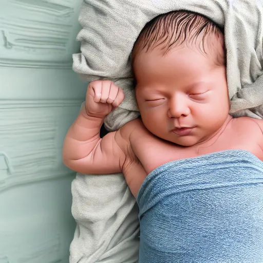 Image similar to extremely muscular bodybuilder newborn little baby in a crib, genetically engineered, rippling muscles, huge veins, bulging muscles, ripped, flexing, intense expression, award winning photography, high detail