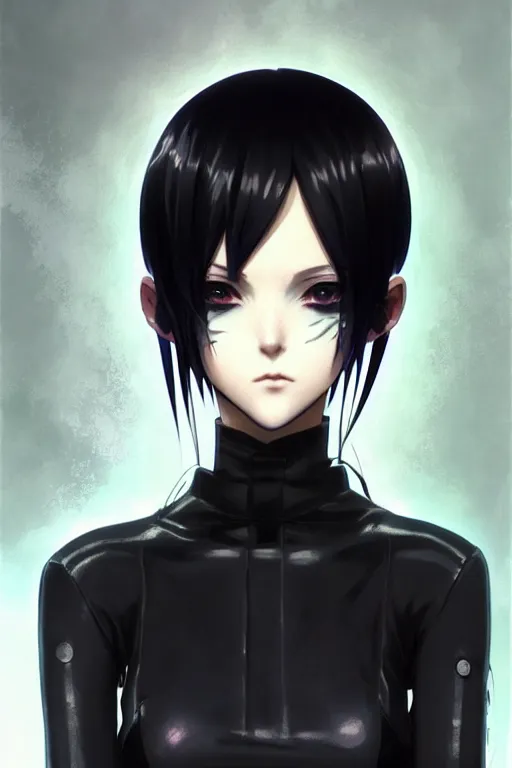 Image similar to portrait Anime goth cyberpunk girl, blame, cute-fine-face, black-hair pretty face, realistic shaded Perfect face, fine details. Anime. realistic shaded lighting by Ilya Kuvshinov katsuhiro otomo ghost-in-the-shell, magali villeneuve, artgerm, rutkowski, WLOP Jeremy Lipkin and Giuseppe Dangelico Pino and Michael Garmash and Rob Rey