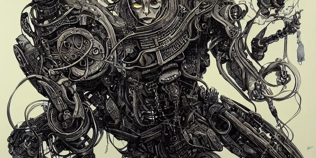 Image similar to a beautiful painting of robot by aaron horkey, trending on artstation, westworld