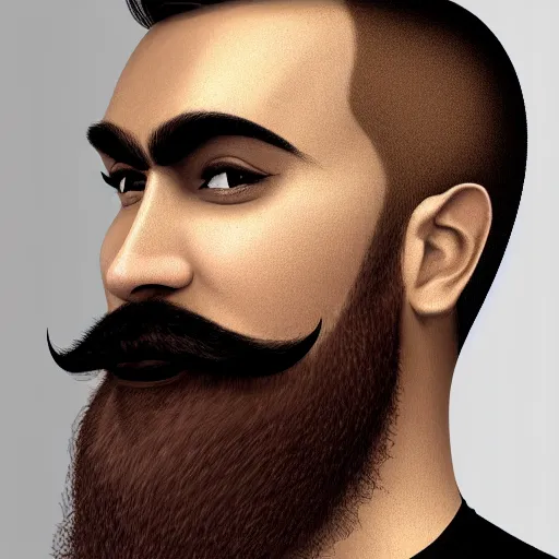 Image similar to the best brown male with beard and mustache profile picture of 2 0 2 5, 4 k, beautiful gorgeous digital art, trending on artstation