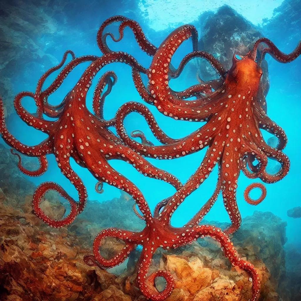 Image similar to octopus god is almighty, incredible photography, beautiful ambient light