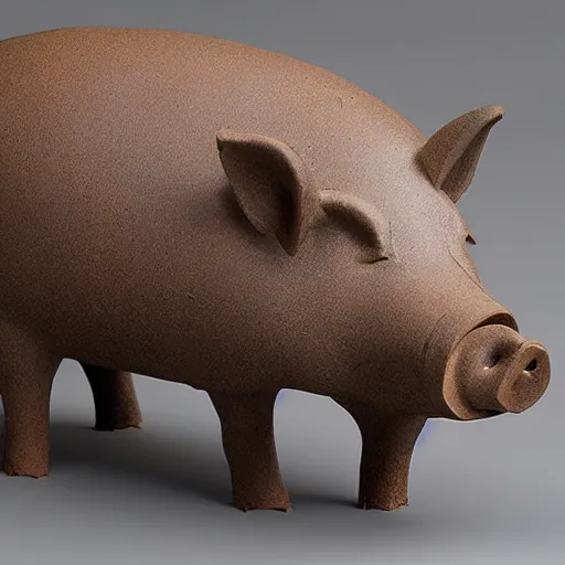 Prompt: sculpture of a pig, work in progress