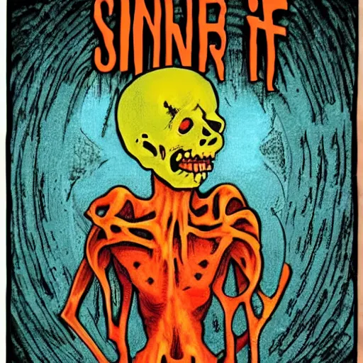 Image similar to sinners in hell read a book, scary art in color