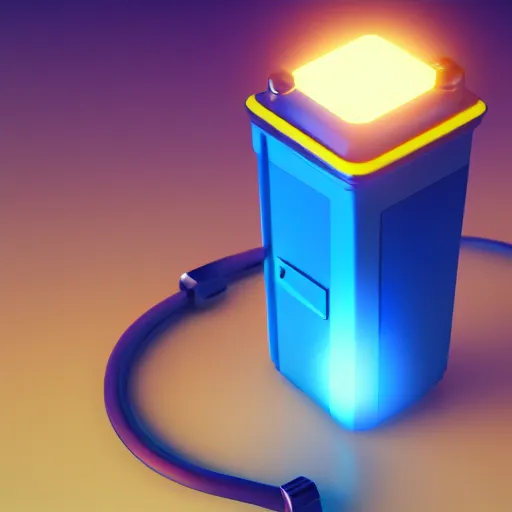 Prompt: brightly glowing blue cylinder battery in the center of the chest of an android, octane render, 3D, trending artstation