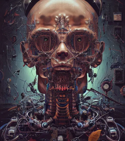 Prompt: portrait, nightmare anomalies, robotic by dariusz zawadzki, kenneth blom, mental alchemy, james jean, pablo amaringo, naudline pierre, contemporary art, hyper detailed