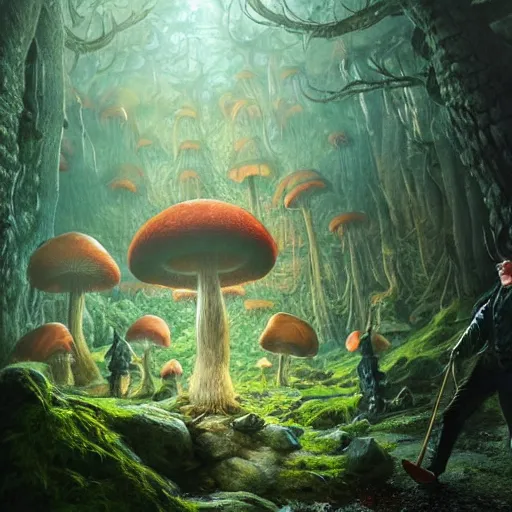 Image similar to highly detailed portrait of donald trump as a goblin in a magical mushroom forest, in skyrim, stephen bliss, unreal engine, fantasy art by greg rutkowski, loish, rhads, ferdinand knab, makoto shinkai and lois van baarle, ilya kuvshinov, rossdraws, tom bagshaw, global illumination, radiant light, detailed and intricate environment