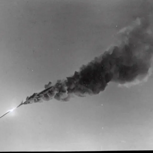 Image similar to highly detailed photograph of a plane being shot out of the sky in ww2, exploding violently, fuselage splitting apart from the impact, historic archive, cinematic