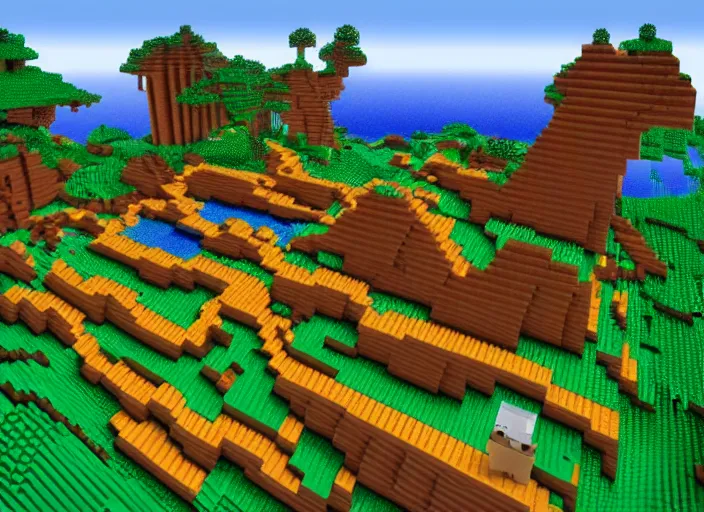 Image similar to epic lego minecraft landscape, colourful digital art