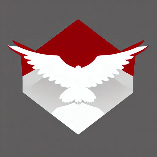 Prompt: geometric white eagle, flying above an open black book, icon, red background, vector, simple logo, cgsociety, artstation