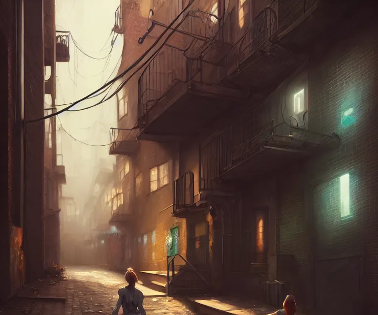 Image similar to a brooklyn alley, by charlie bowater and anna dittmann and artgerm and clemens ascher, intricate, graffiti, highly detailed, dramatic lighting, sharp focus, octane render, trending on artstation, artstationhd, artstationhq, unreal engine, 4 k, 8 k