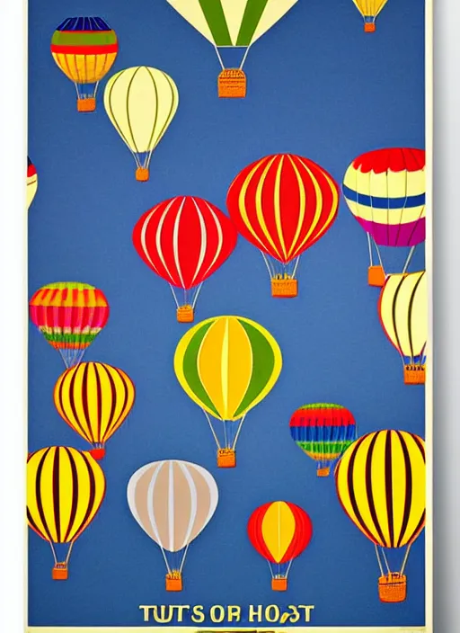 Prompt: turisk art modern poster hot air balloons