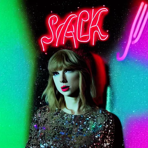 Image similar to a neon album cover for a Taylor Swift rock pop album