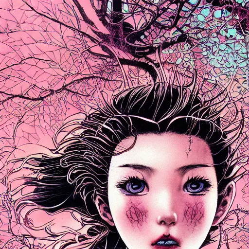 Image similar to closeup of girl from 8 0 s, by yoichi hatakenaka, masamune shirow, josan gonzales and dan mumford, ayami kojima, takato yamamoto, barclay shaw, karol bak