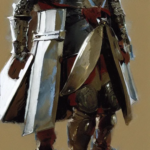 Image similar to man wearing gambeson and sallet helmet and raised sword, detailed by greg manchess, craig mullins, bernie fuchs, walter everett