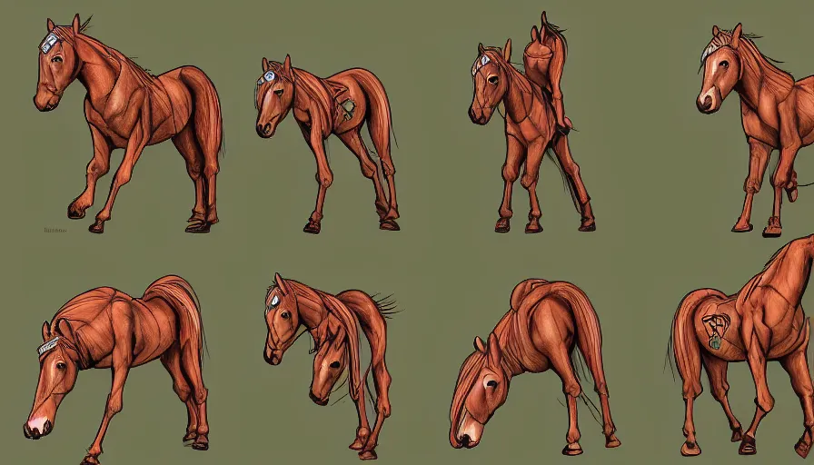 Image similar to TFTG art of a man turning into a horse in three steps, deviantart, transformation sequence