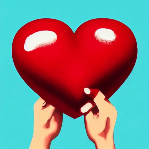 Prompt: album art of a white hand holding a red grenade shaped like a heart by chris bilheimer, surreal, illustrated, 8 k