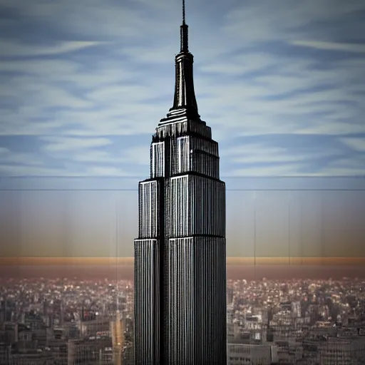 Image similar to 3 d render of a building, octane render, blender 3 d, empire state building model