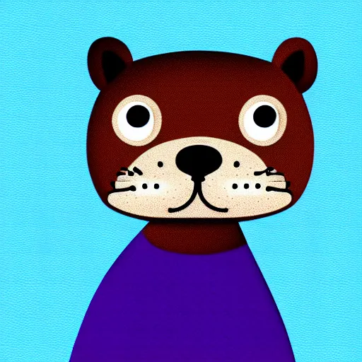 Image similar to an otter in dress, avatar image, digital art, minimalism