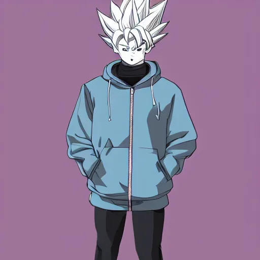 Prompt: streetwear fashion influencer character minimalistic illustration pastel colors dragon ball anime style