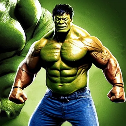 Prompt: Dwayne The Rock Johnson as Hulk from the Marvel Movies