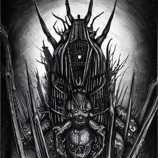 Prompt: Beetle Boss (bloodborne style) by H.R. Giger