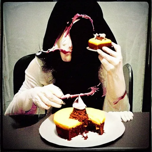 Prompt: “Diablo 2 sorceress eating cake”