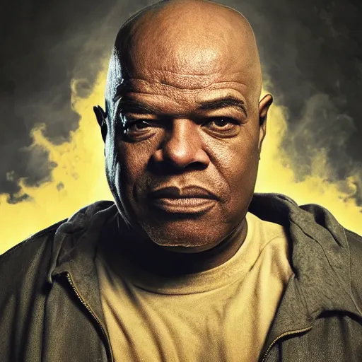 Image similar to Portrait of Huell from Breaking Bad as the emperor of humanity from warhammer 40k in Gears of War, splash art, movie still, cinematic lighting, dramatic, octane render, long lens, shallow depth of field, bokeh, anamorphic lens flare, 8k, hyper detailed, 35mm film grain