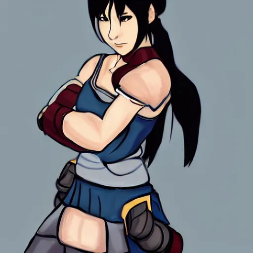 Image similar to high quality art of tifa lockhart dressed as korra, trending on artstartion