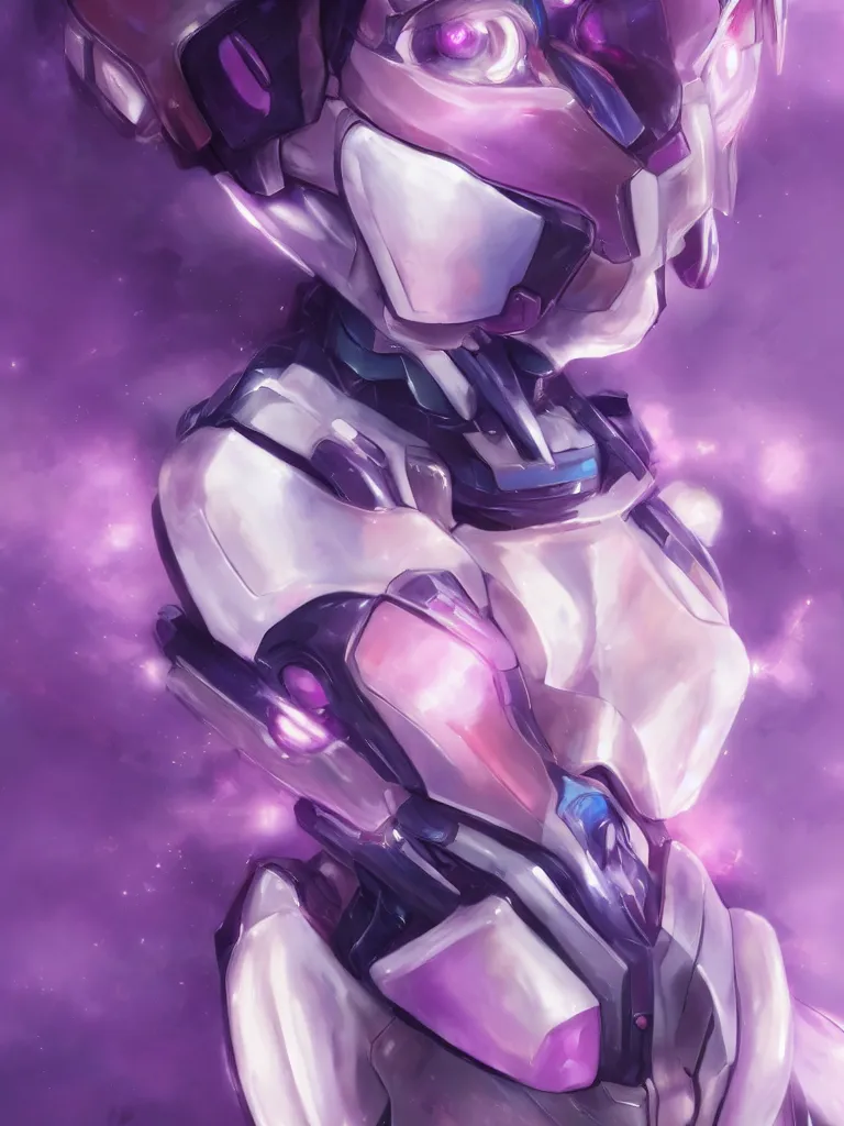 Image similar to A realistic anime portrait of a woman in a Gundam suit with glowing purple, digital painting, by Stanley Artgerm Lau, Sakimichan, WLOP and Rossdraws, digtial painting, trending on ArtStation, SFW version