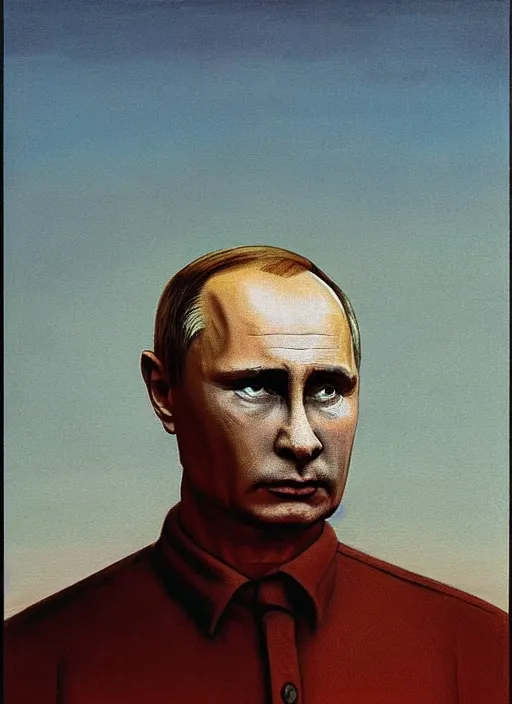 Image similar to Painting in a style of Beksinski featuring Vladimir Putin