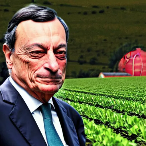 Prompt: Mario Draghi becomes a mais farmer