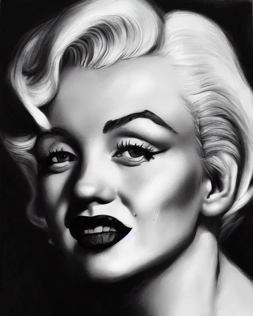 Image similar to charcoal portrait of Marilyn Monroe by Mandy Jurgens and Richard Schmid