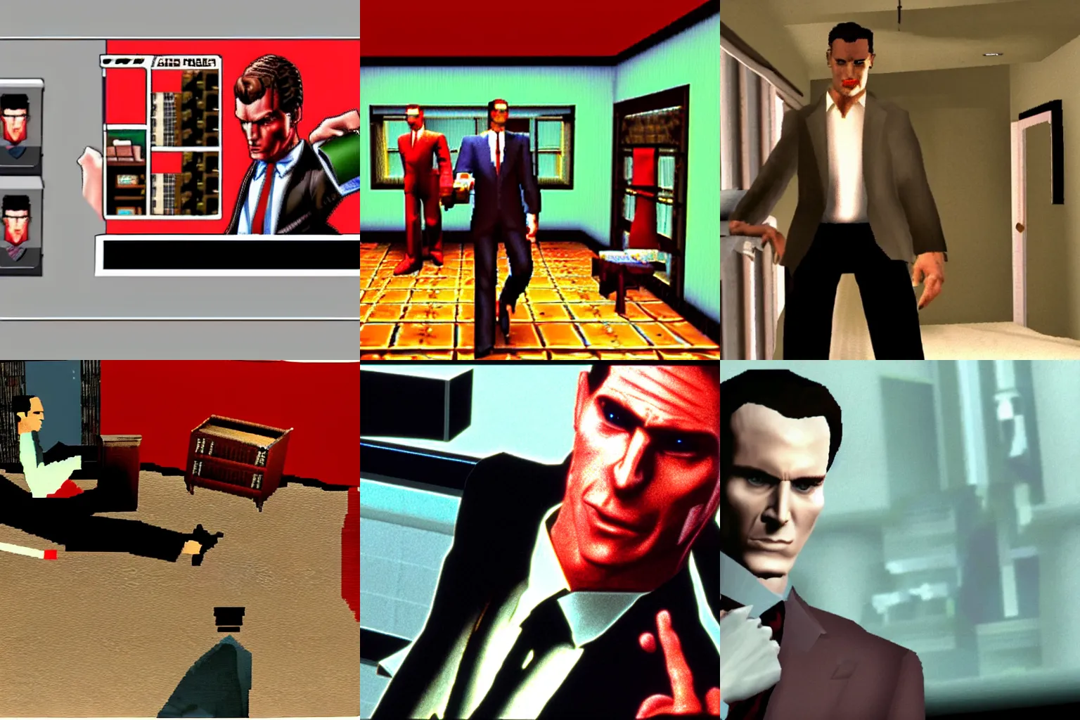 Prompt: American Psycho on Nintendo 64, gameplay footage