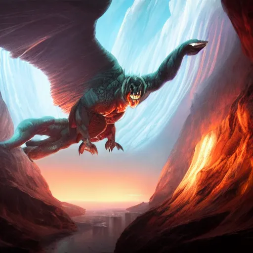 Image similar to balrog demon with wings extended in the ice cave. greg rutkowski. boris vallejo. color grading lut 3 8 4 0 x 2 1 6 0