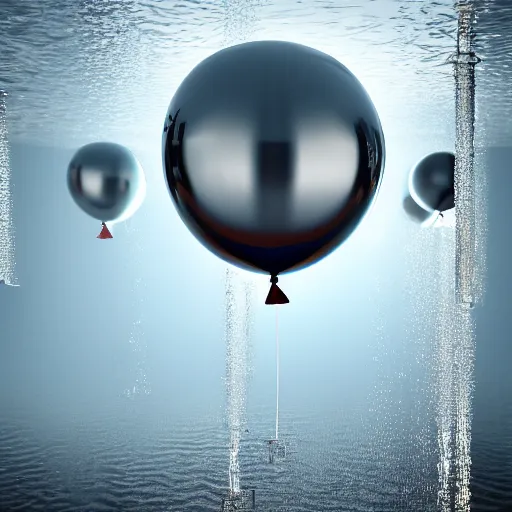 Image similar to mirror balloons and chrome bubbles, underwater, 8K, trending on artstation, volumetric light, lightrays, smoke, cinematic, uplight, atmospheric, octane render, insanely detailed and intricate, hypermaximalist, elegant