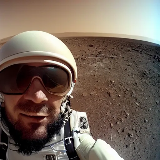 Image similar to a selfie of the first people on Mars