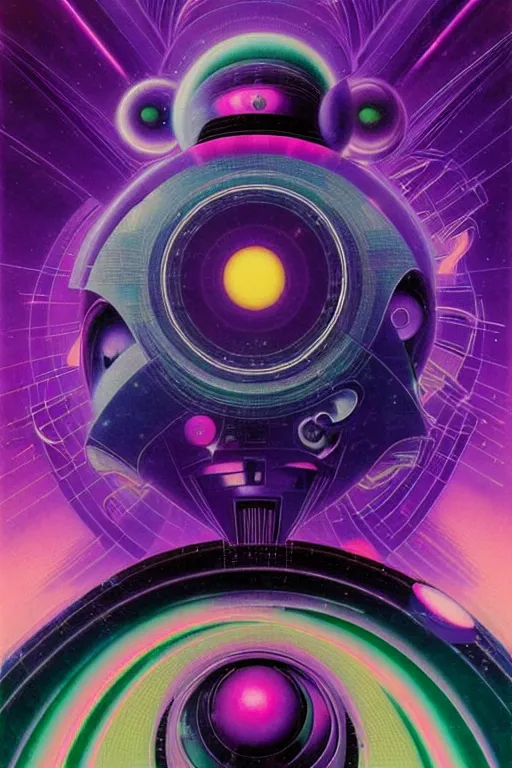 Image similar to 8 0 s art deco planets, stars, supernova, robots, led screens, droids, computers, cinematic dramatic cyberpunk textural fluid lines purple, pink, blue, green. otherworldly vaporwave interesting details fantasy lut epic composition by basquiat zdzisław beksinski james jean artgerm rutkowski moebius francis bacon gustav klimt